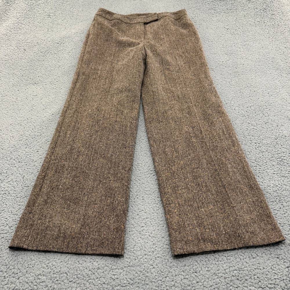 Vintage Ingenuity Trousers Womens 12 Brown Wool Blend Tweed Wide Leg  High Rise